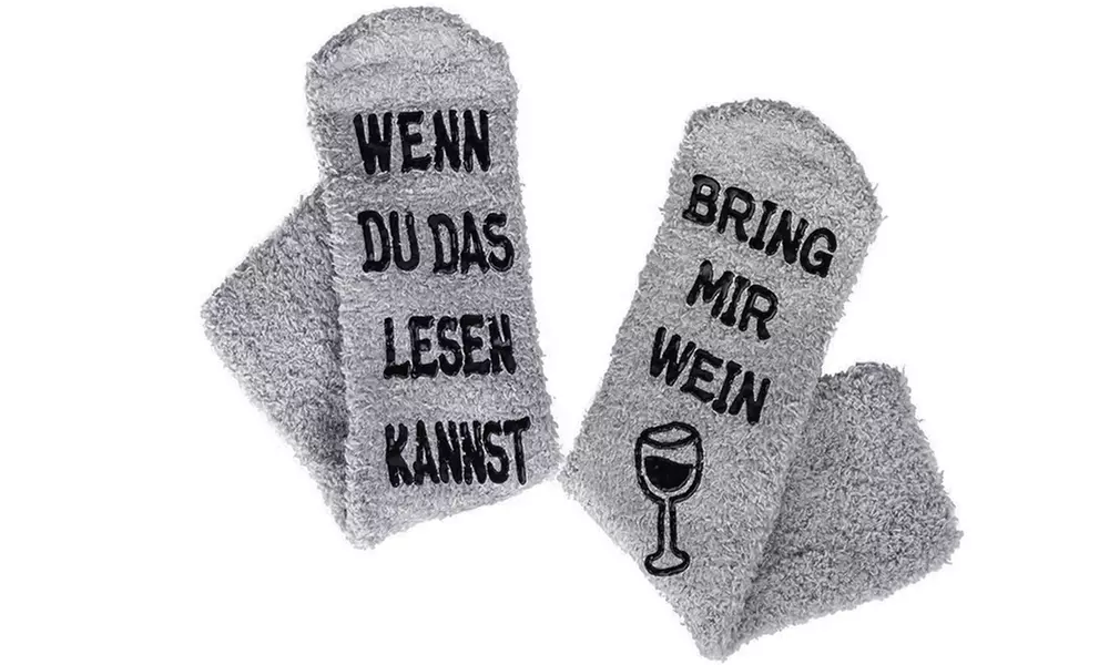 1x oder 2x lustige Socken „Bring mir ein Bier“ oder „Bring mir Wein“