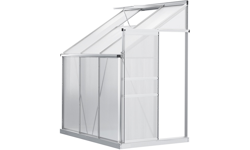 Image 1: Outsunny Lean to Wall Polycarbonate Greenhouse