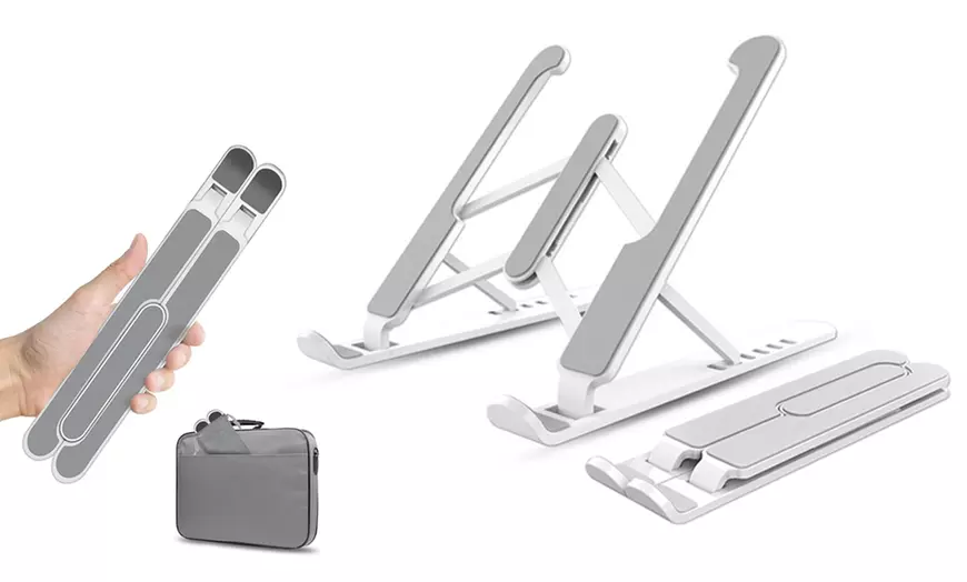 Image 9: 1 of 2 verstelbare en opvouwbare laptopstandaards