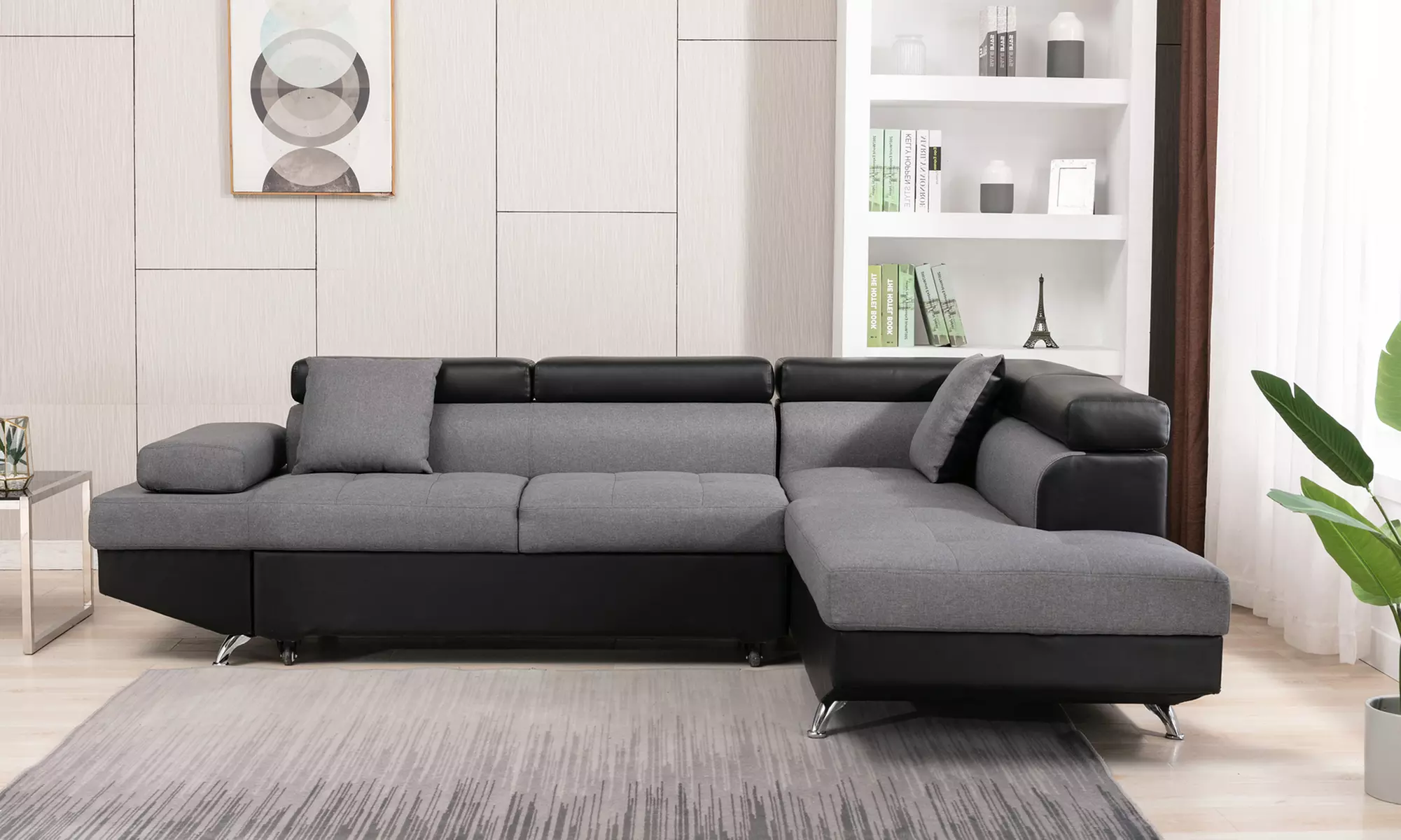 Canapé d'angle convertible avec têtières réglables, collection Austin, livraison offerte - Primary Image