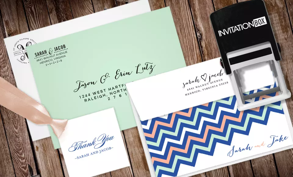 One Personalized Rectangular or Square Self-Inking Stamper from InvitationBox (Up to 62% Off) - Primary Image