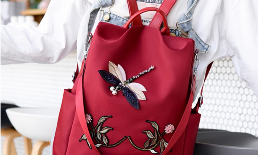 Image 10: Embroidered Dragonfly Backpack 