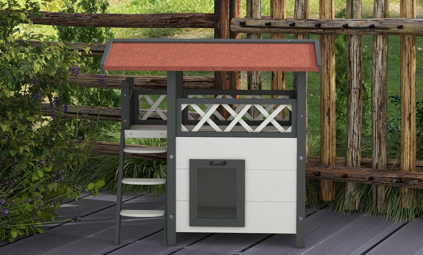 Image 3: PawHut Outdoor Cat Shelter