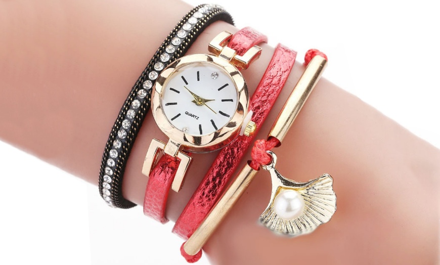 Image 1: Shell Layered Bracelet Watch