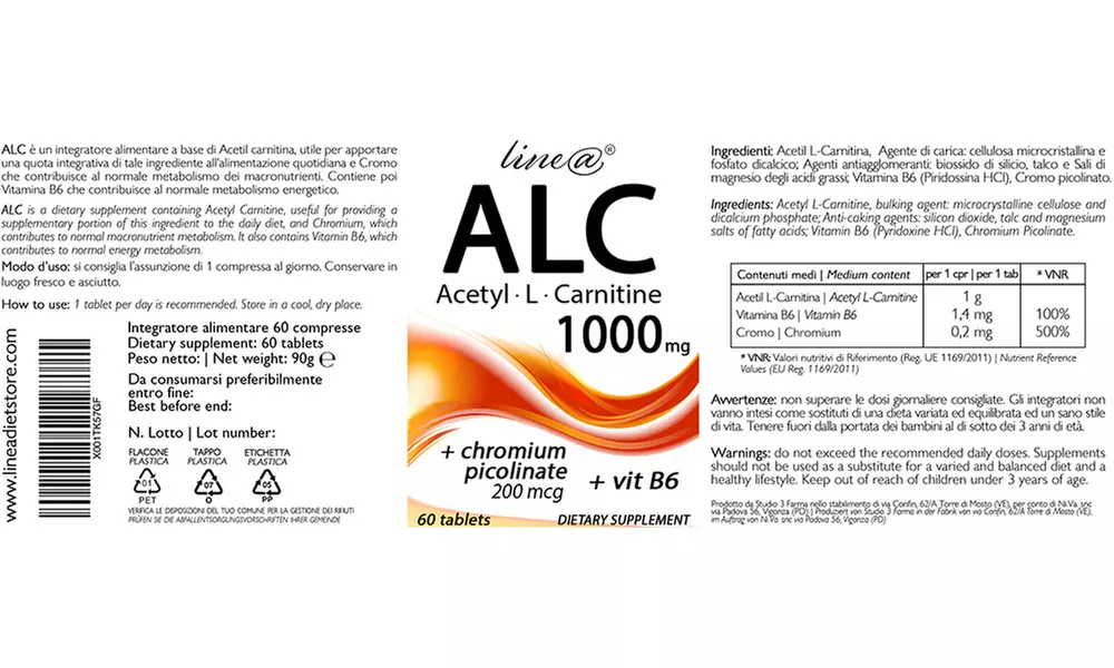 Bis zu 360 Line@ ALC Acetyl L-Carnitine Kapseln (bis zu 523,33 € / kg)
