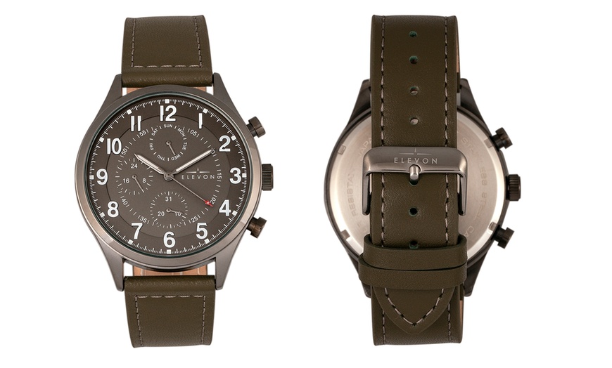 Image 20: Elevon Leather-Band Men's Watch