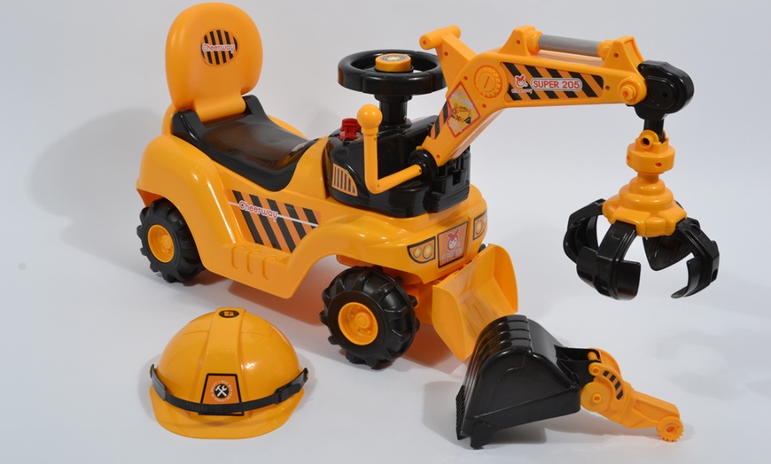 Image 7: Ride-On Toy Digger with Helmet