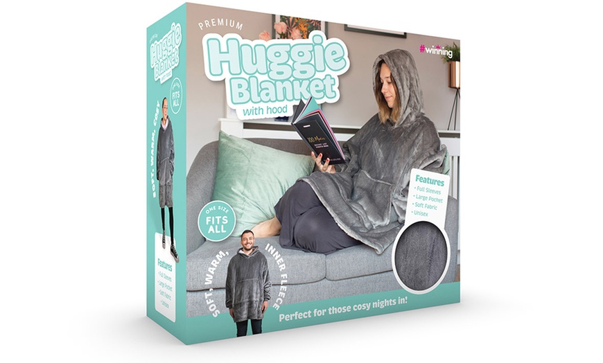 Image 3: Huggie Oversized Full-Sleeved Wearable Blanket with Hood