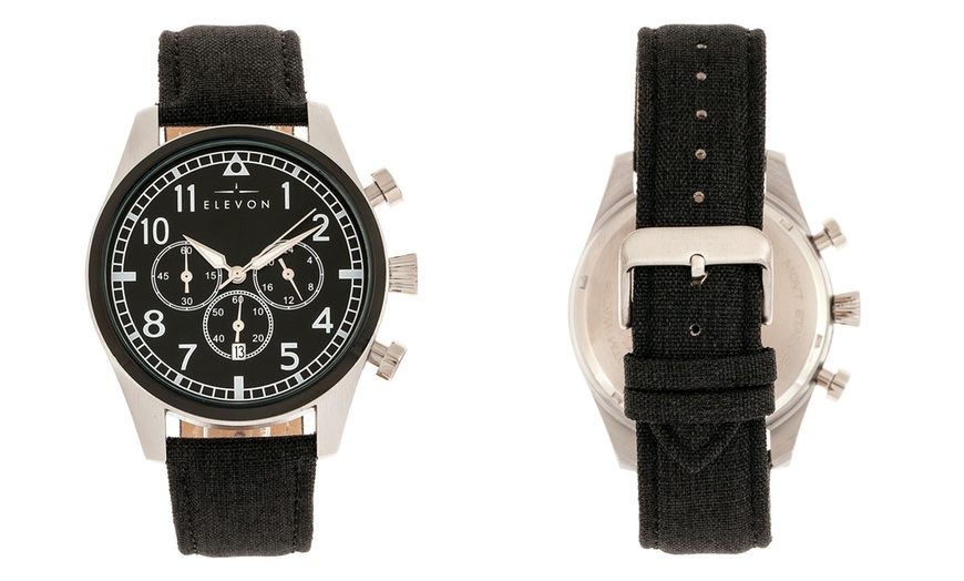 Image 22: Elevon Leather-Band Men's Watch