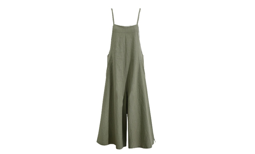 Image 3: Women's Long Wide Leg Dungarees