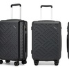 Image 13: Three-Piece Sleek Geometric Pattern Hard Shell ABS+PC Suitcase Set 