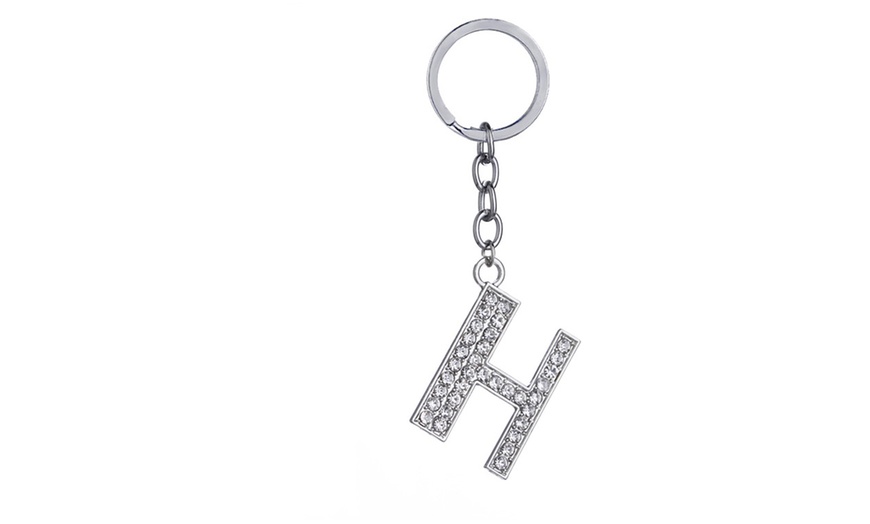 Image 9: Diamante Initial Letter Keychain