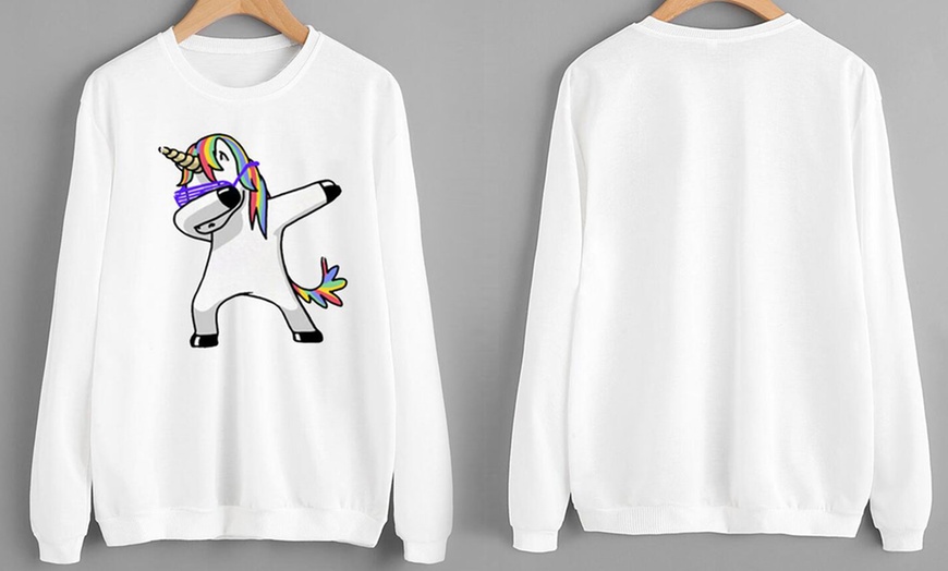 Image 1: Pullover mit Einhorn-Aufdruck