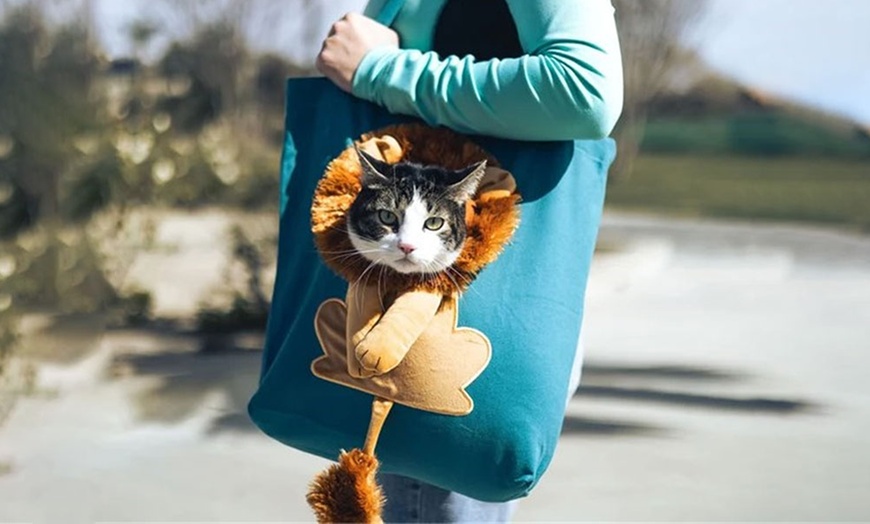 Image 4: Lion-Shaped Pet Canvas Shoulder Bag