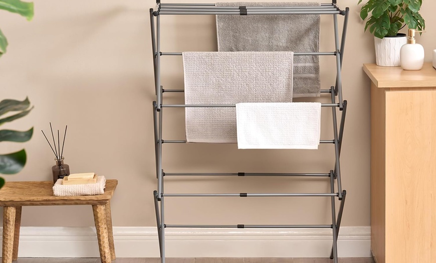 Image 7: Three-Tier Extendable Clothes Airer