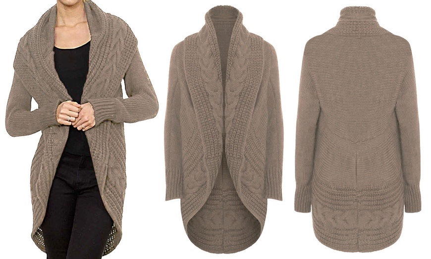 Image 6: Women's Chunky Cable Knit Cardigan