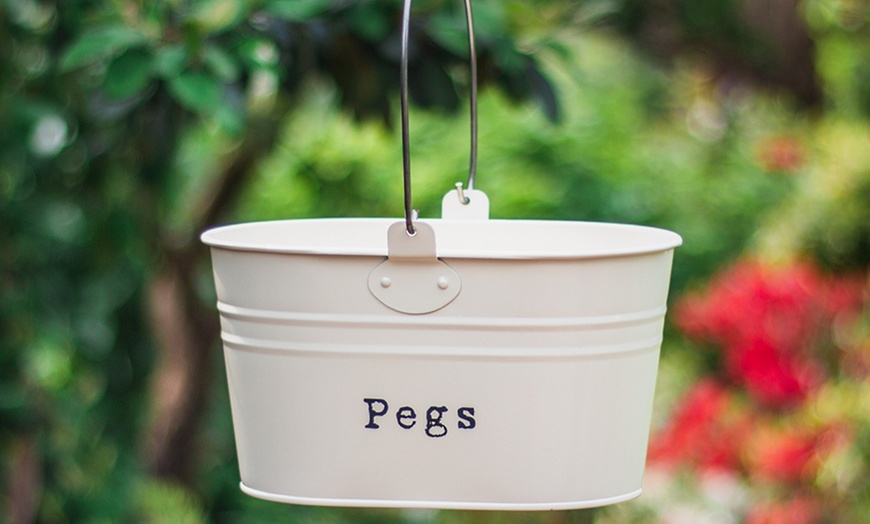 Image 2: Harbour Housewares Metal Clothes Peg Bucket