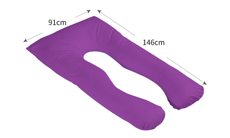 Image 18: U-Shaped Maternity Pillow with Pillowcase