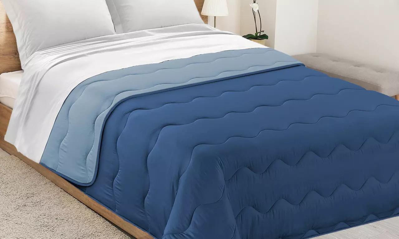 Trapunta invernale in morbida microfibra bicolore, tinta unita