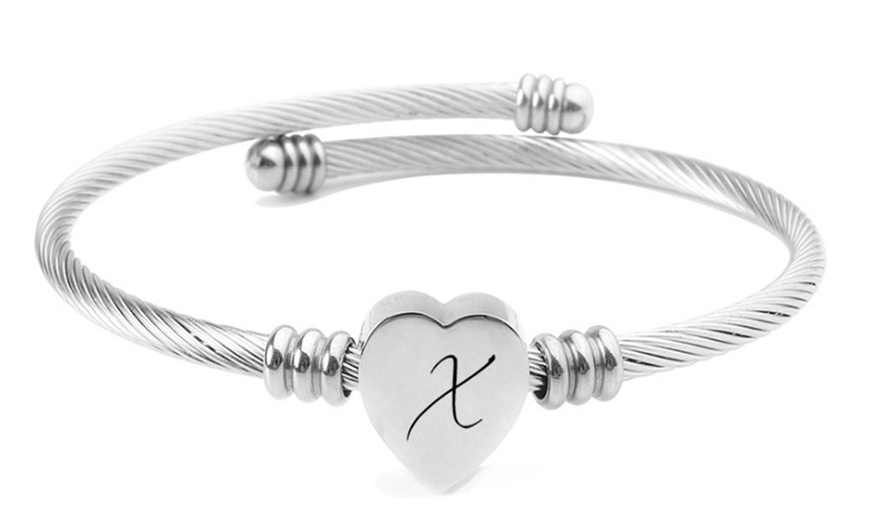 Image 25: Heart Cable Initial Bracelet