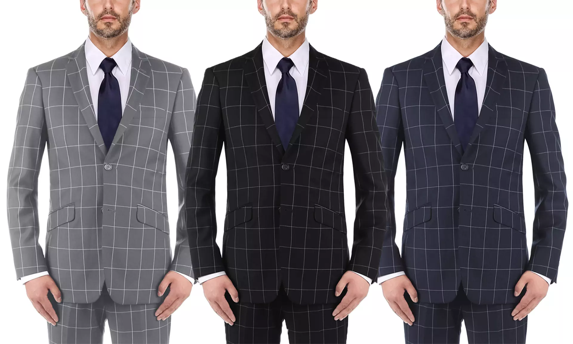 Verno Men's Slim-Fit Windowpane Suit (2-Piece) - Primary Image