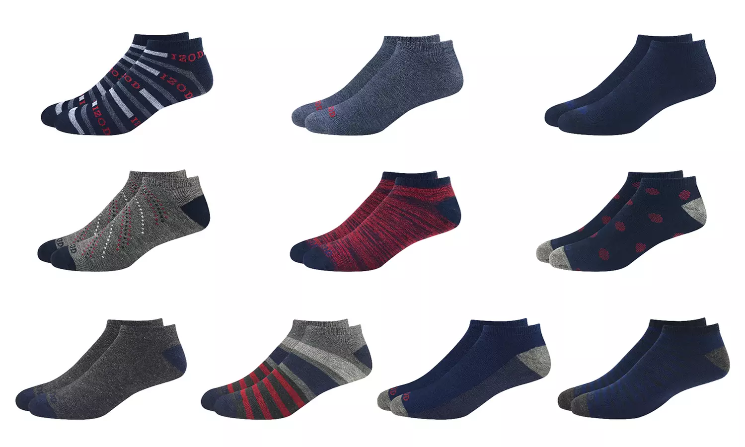 Izod Men's Flat-Knit Patterned Ankle Socks (10-Pair) - Primary Image