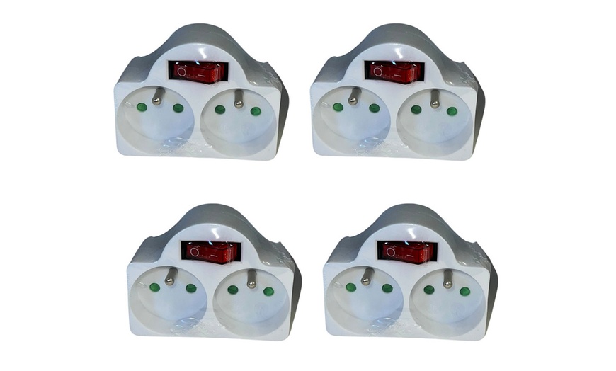 Image 4: Two or Four Biplite Two-Socket Adapters with Integrated Switch