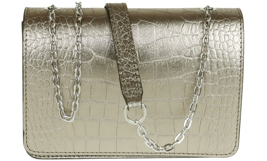 Image 26: Croc Print Leather Shoulder Bag