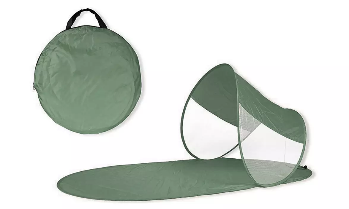 Tapis de plage avec parasol à structure escamotable