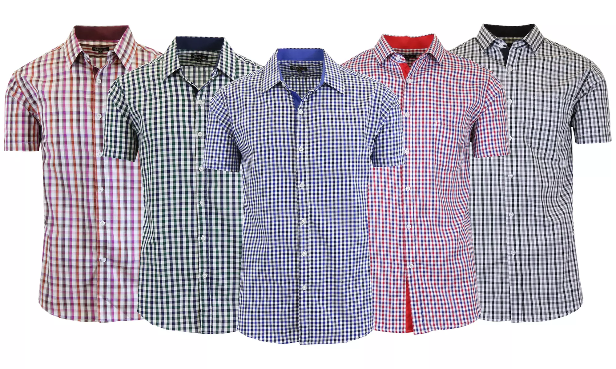 Men's Short-Sleeve Gingham Dress Shirt (S-2XL) - Primary Image