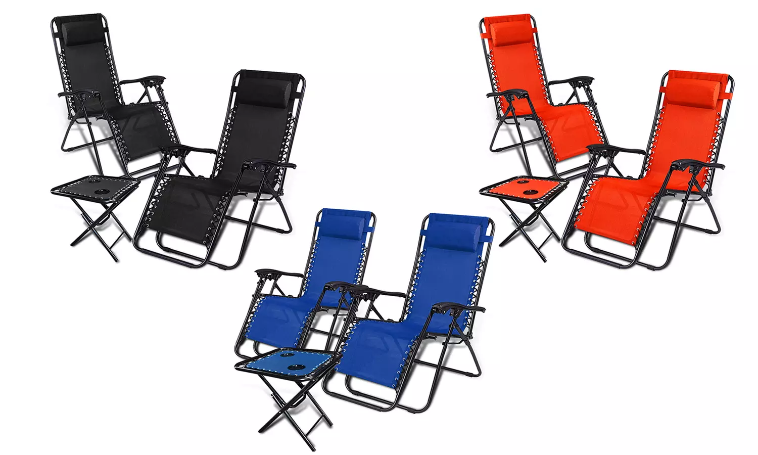 Deluxe 3-Piece Patio Set with 2 Zero Gravity Chairs and Folding Table - Primary Image