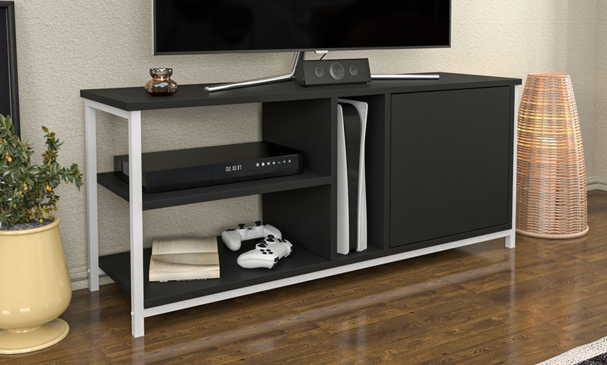 Image 18: Neola Media Television Stand with Open Shelves and Cabinet