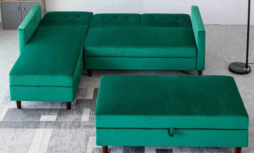 Image 4: Reversible Corner Sofa Bed with Storage Chaise or Bench