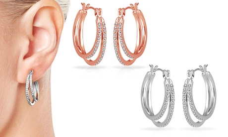 1 o 2 paia di orecchini con cristalli Swarovski® Double Hoop Philip Jones disponibili in 2 colori