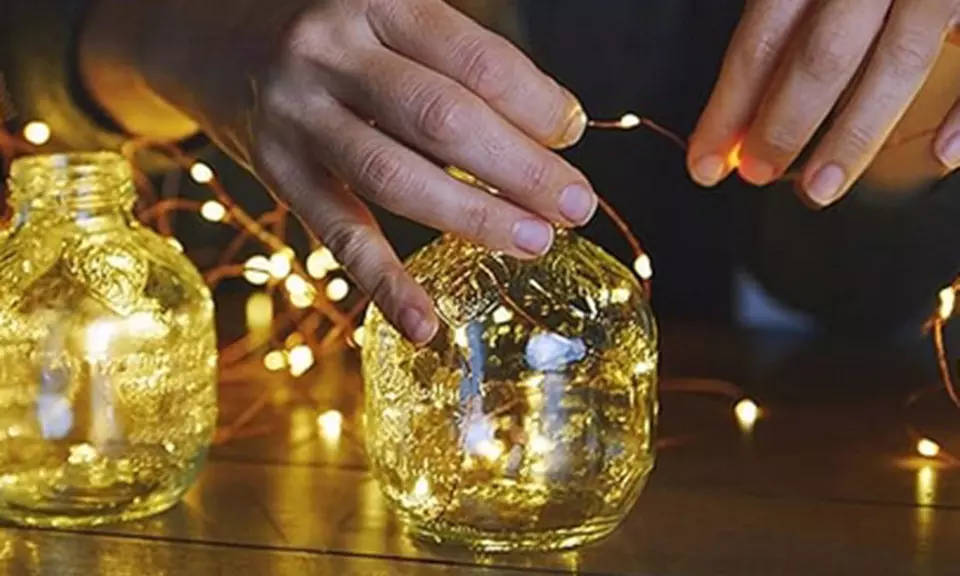 Up To 93% Off on Up to 10m of 100 LED Button String Lights | Groupon Goods