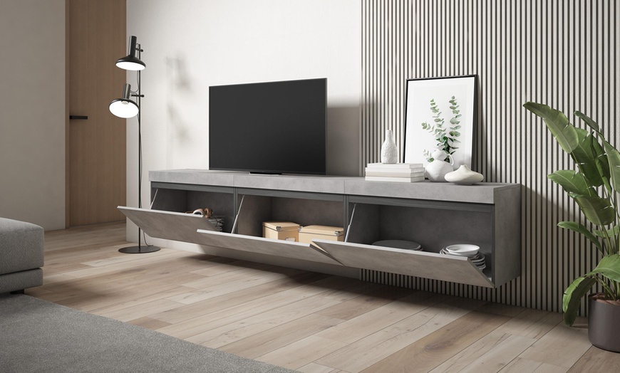 Image 15: Mueble de TV en suspensión con 3 módulos y espacio de almacenaje
