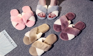 Women's Cross Plush Slippers