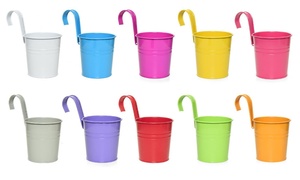  10 Multicolour Metal Hanging Flower Pots 