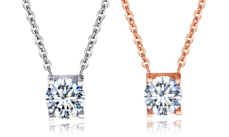 Collana in acciaio Punto Luce con pendente decorato da gemma artificiale, disponibile in 2 colori