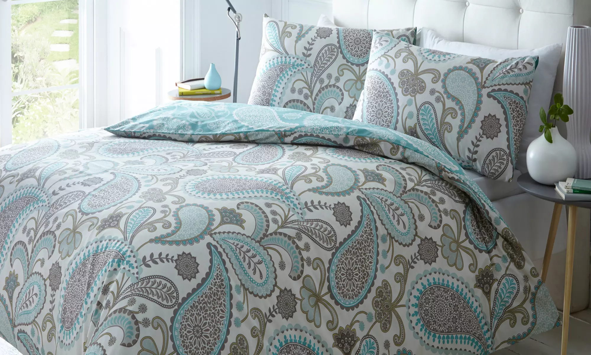 Paisley Floral Reversible Polycotton Paisley Duvet Set with Pillowcase