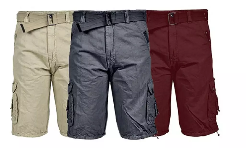 Men's Belted Cargo Shorts (3-Pack; 32–46) - Primary Image