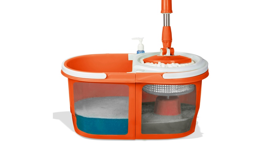 Image 5: Dual Spin Mop with Heads and Bucket