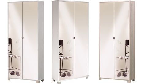 Mobile con specchio, 2 ante e 8 ripiani disponibile in vari colori