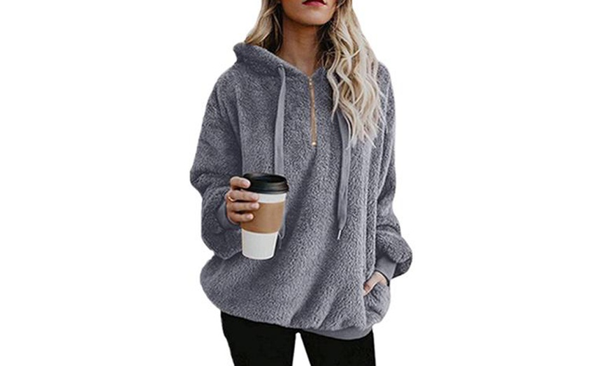 Image 5: Women's Fleece Hooded Sweater