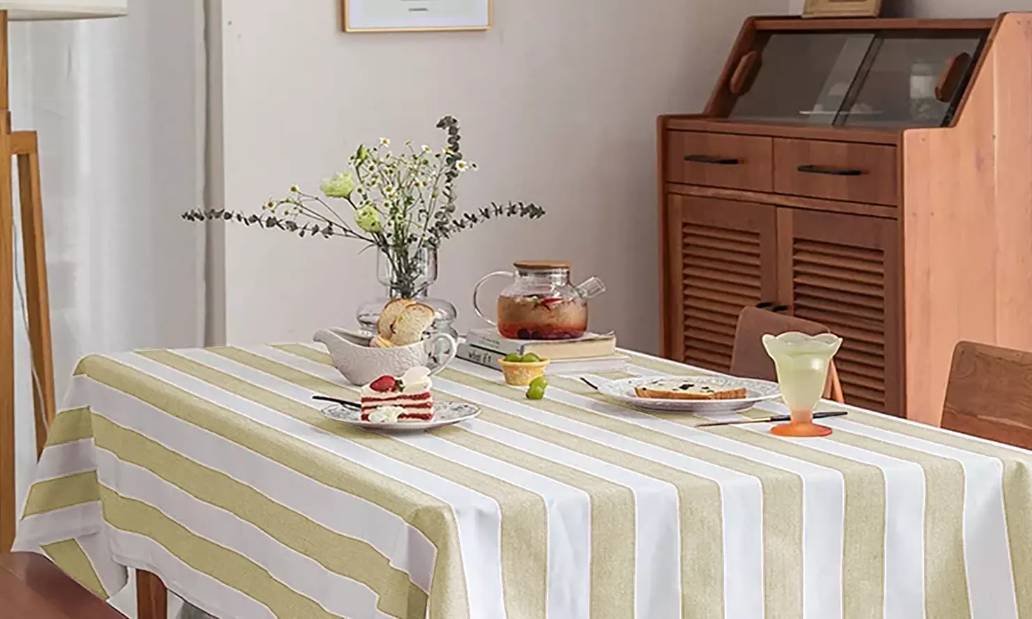Tovaglia rigata antimacchia