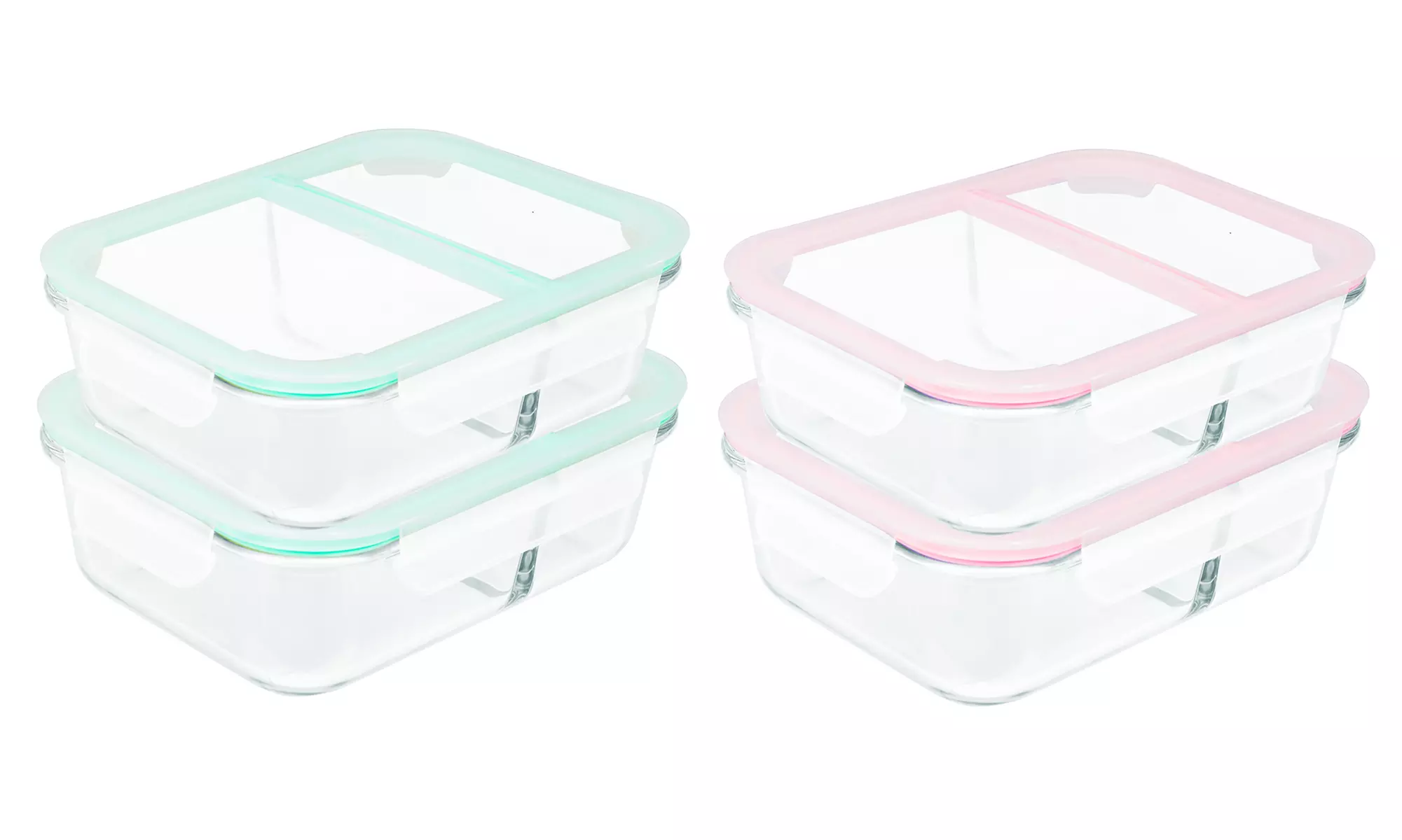 Oven-Safe Glass Containers with Sealed Dividers and Lids (2-Pack) - Primary Image