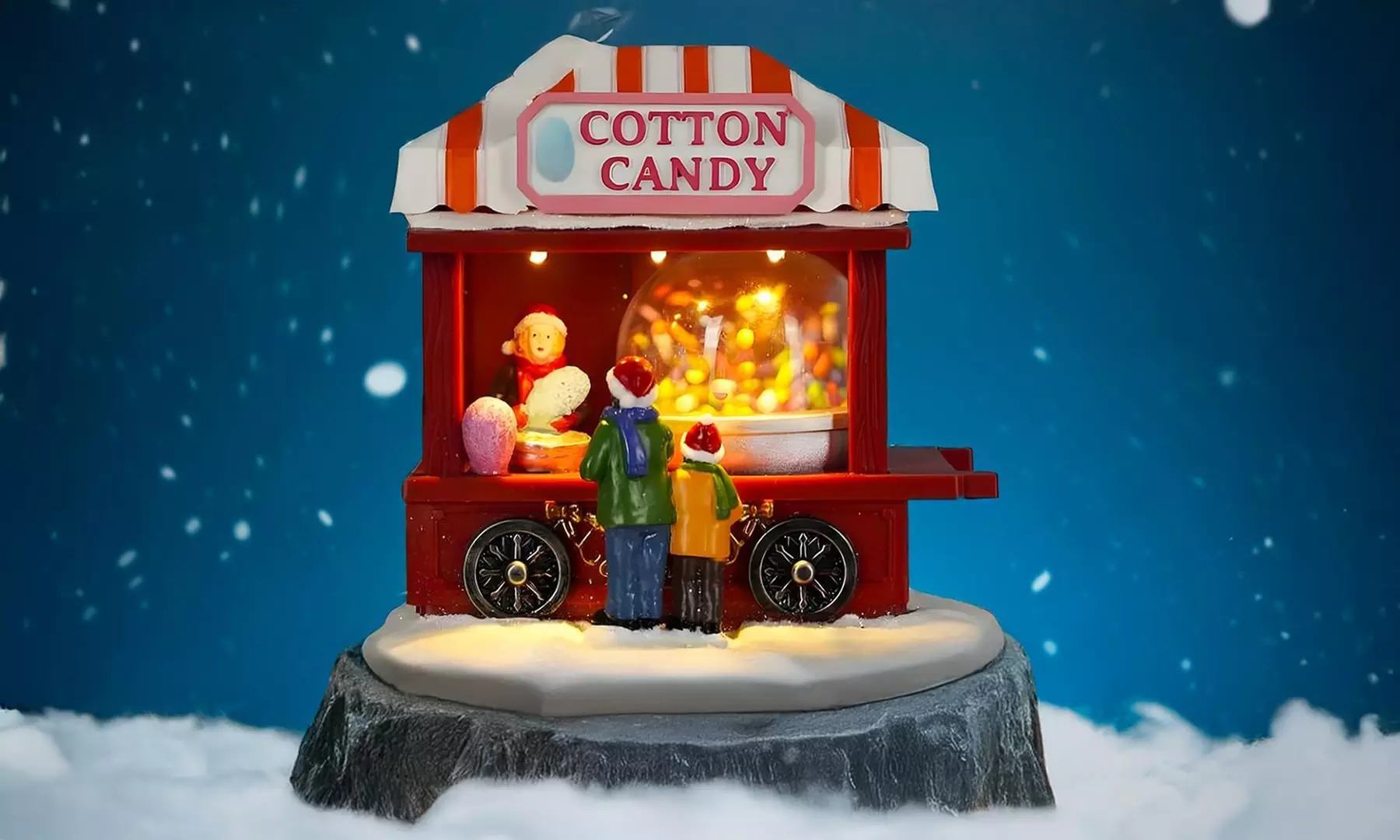 Weihnachtliche Szene mit Musik und Beleuchtung