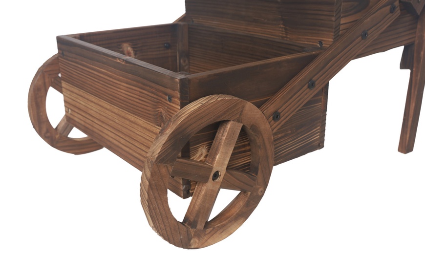 Image 6: Rustic Wooden Flower Cart Planter
