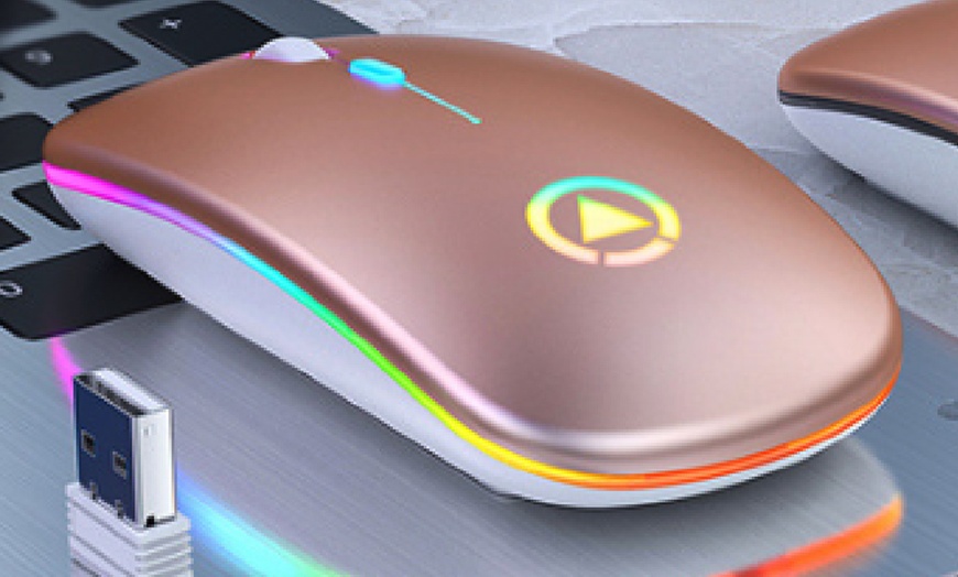 Image 14: Rechargeable Wireless Bluetooth Mouse with Colourful Lights