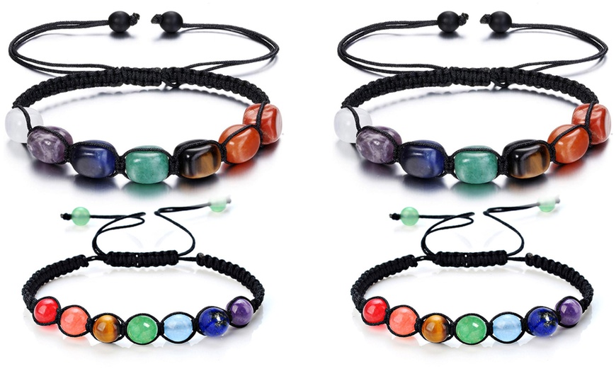 Image 8: Two or Four Braided Chakra Bracelet Sets